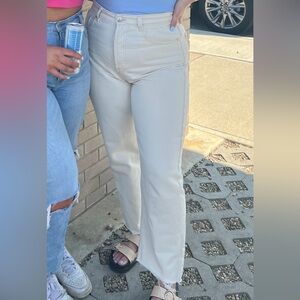 Zara High Waisted Off White Jeans